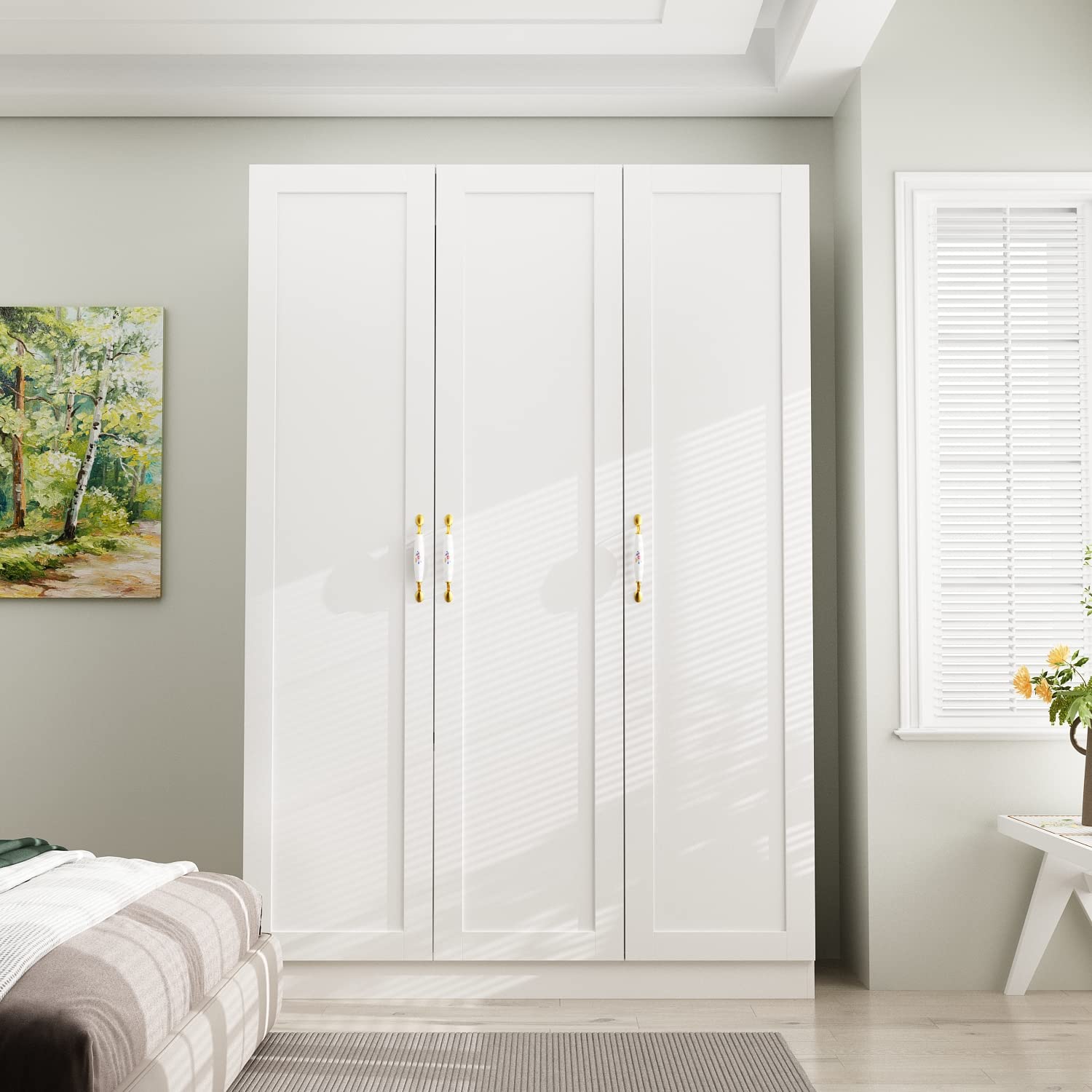 3 Doors Wardrobe Armoire Closet, Large Freestanding Armoire Wardrobe Cabinet