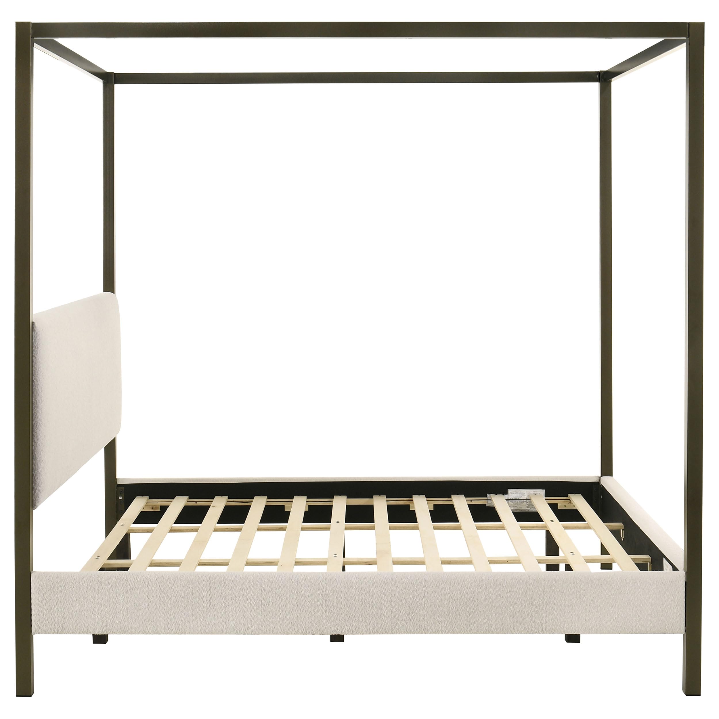 Monroe Transitional Boucle Upholstered Eastern King Size Canopy Bed Frame Platform