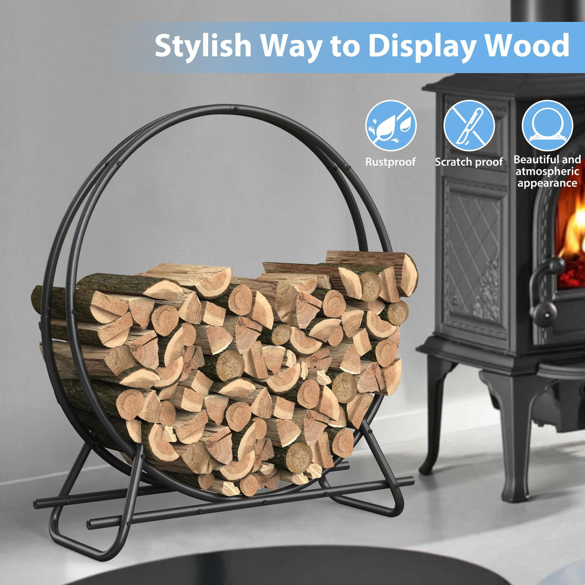 Round Metal Firewood Rack – Indoor & Outdoor