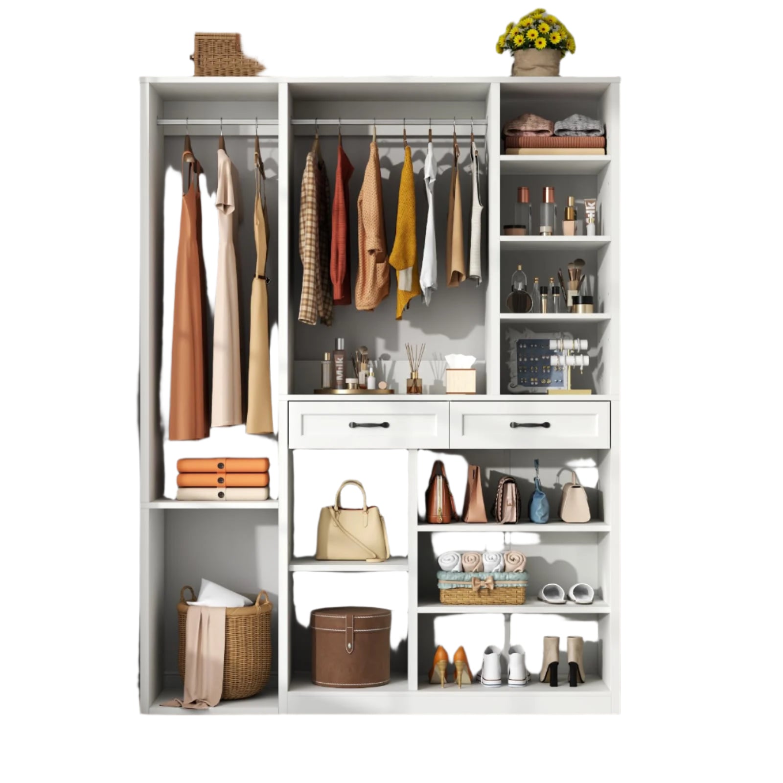 Armoire Wardrobe Closet with 2 Drawers, 81” H Wooden Wardrobe Closet