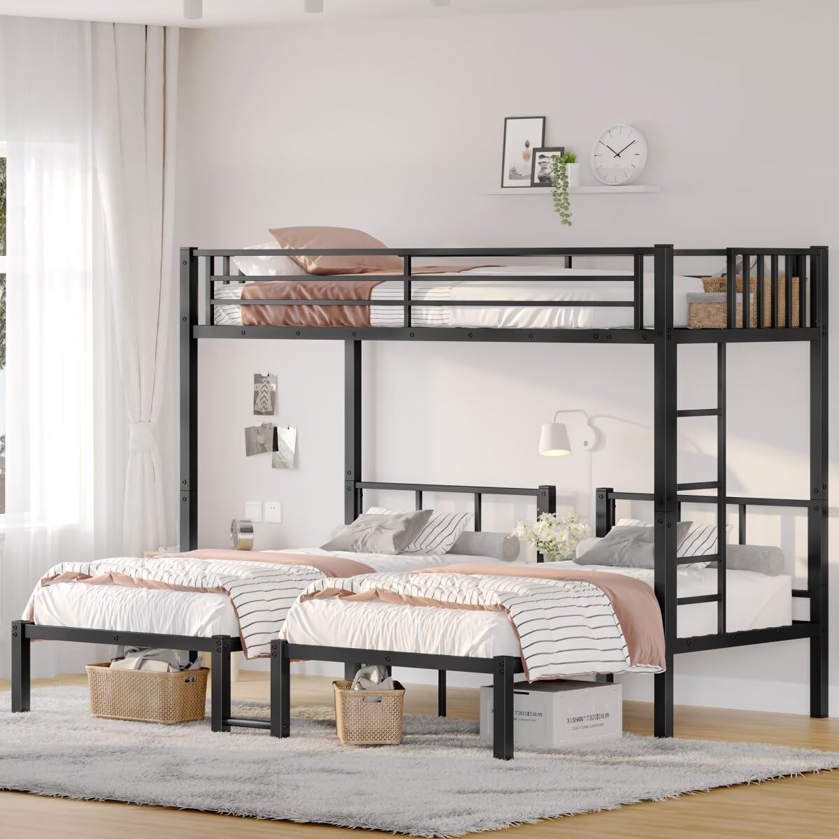 Twin Over Twin & Twin Bunk Beds for 3, Twin XL Over Twin & Twin Bunk Bed