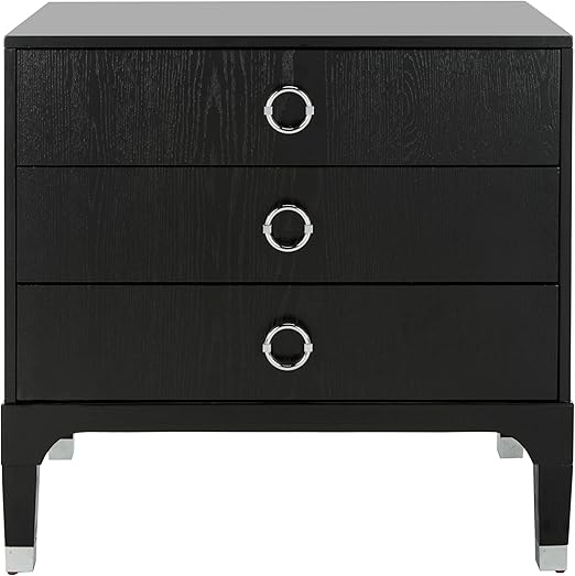 Home Collection Lorna 3 Drawer Contemporary Night Stand Nightstand, White