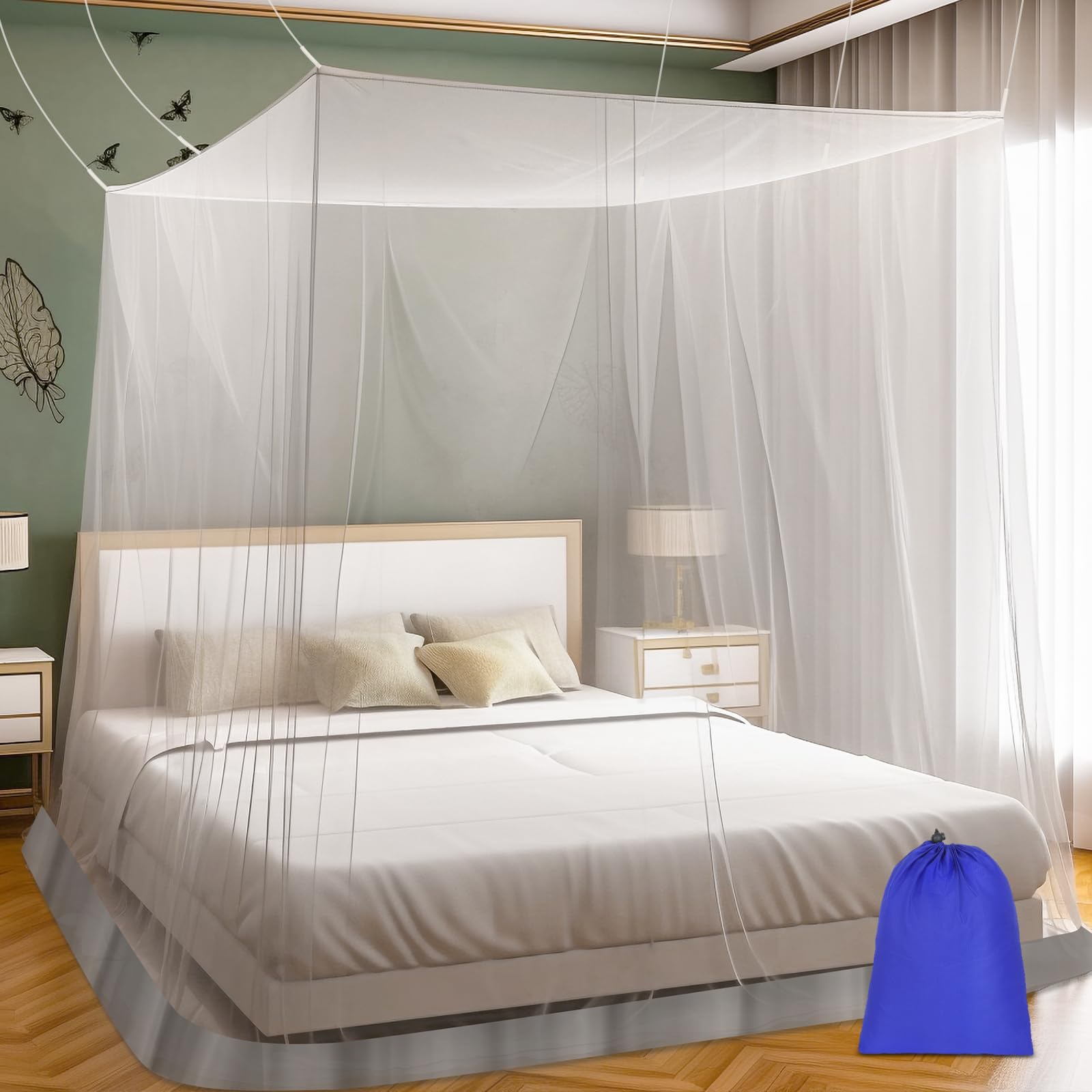 Mosquito Net for Bed, Large White Bed Canopy for Girl