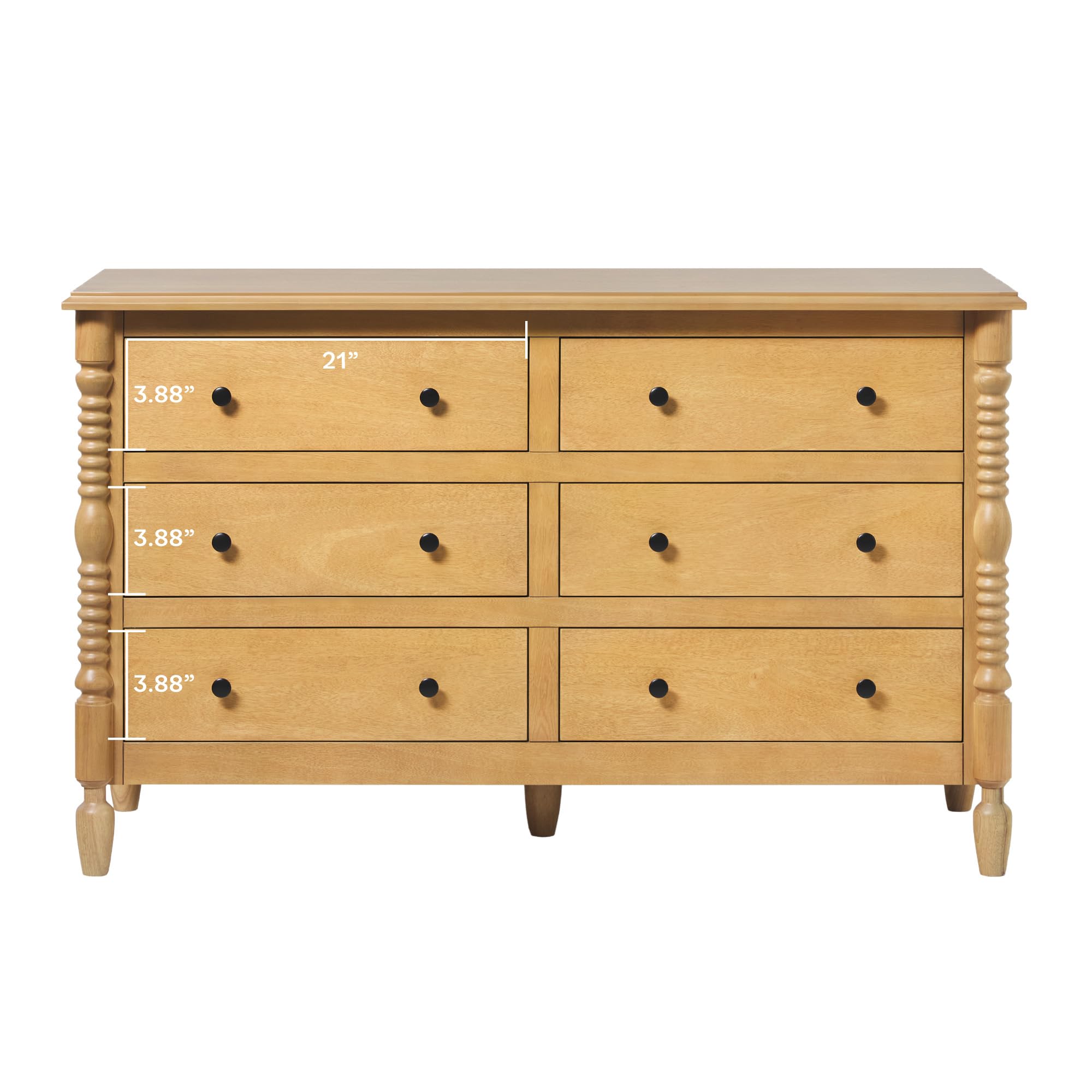 Solid Wood Spindle Vivienne EZ Assembly™ Premium 1-Drawer Nightstands and 6-Drawer