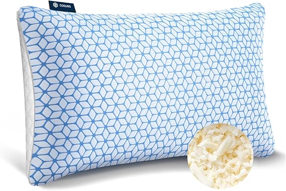 Shredded Memory Foam Pillows Queen Size Set of 2, Cooling Firm Pillows