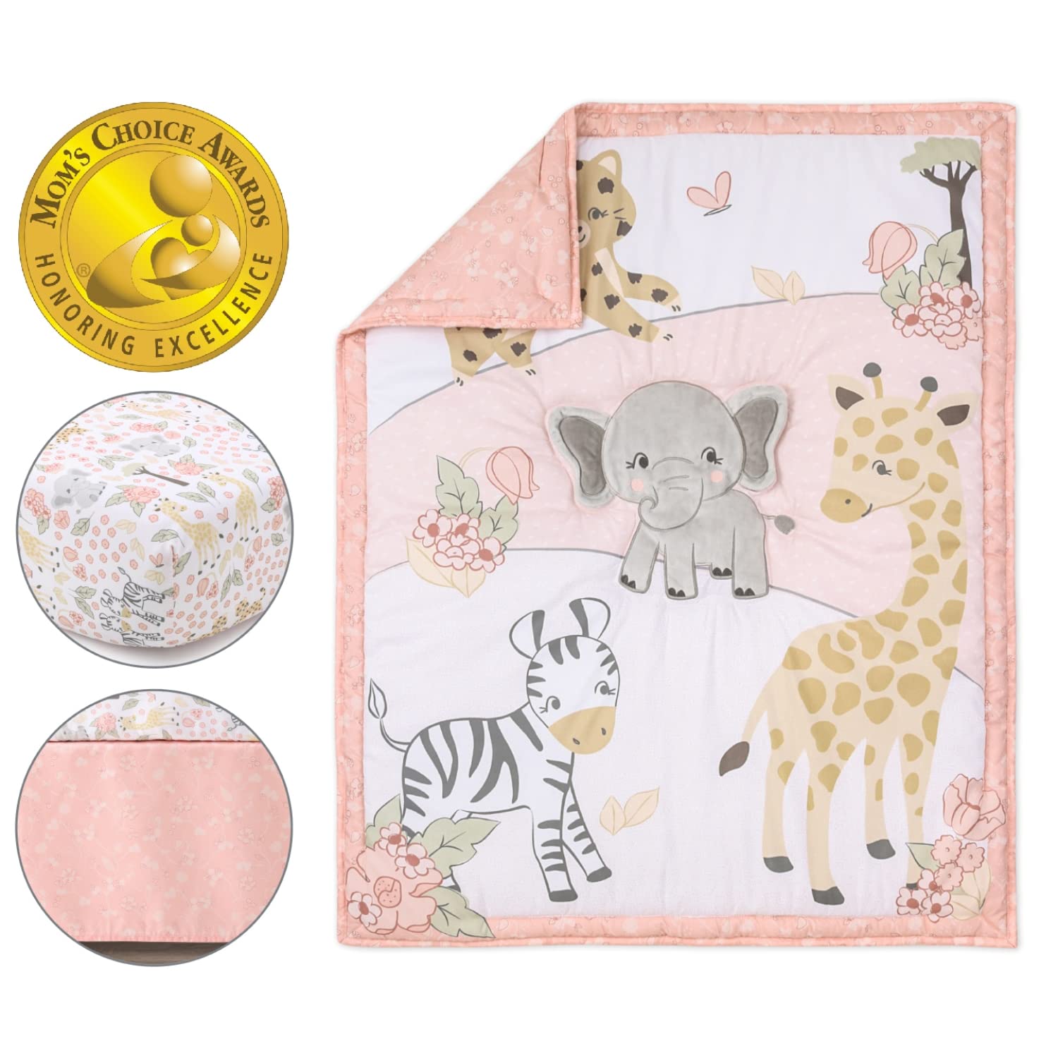3 Piece Baby Crib Bedding Set for Girls - Newborn