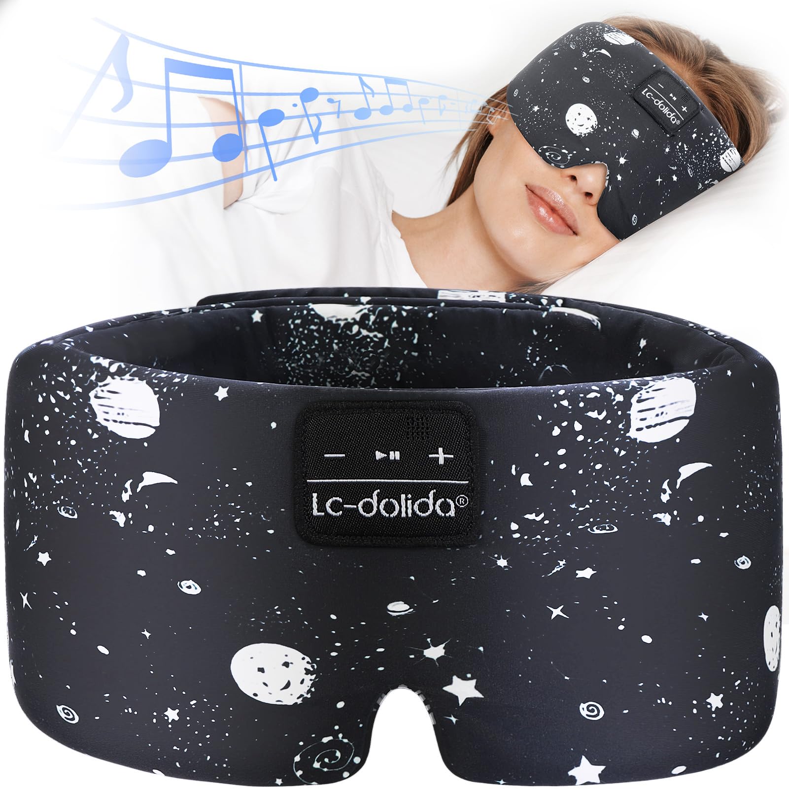 Sleep Mask with Bluetooth Headphones, Extra Large Silk Eye Mask for Sleeping