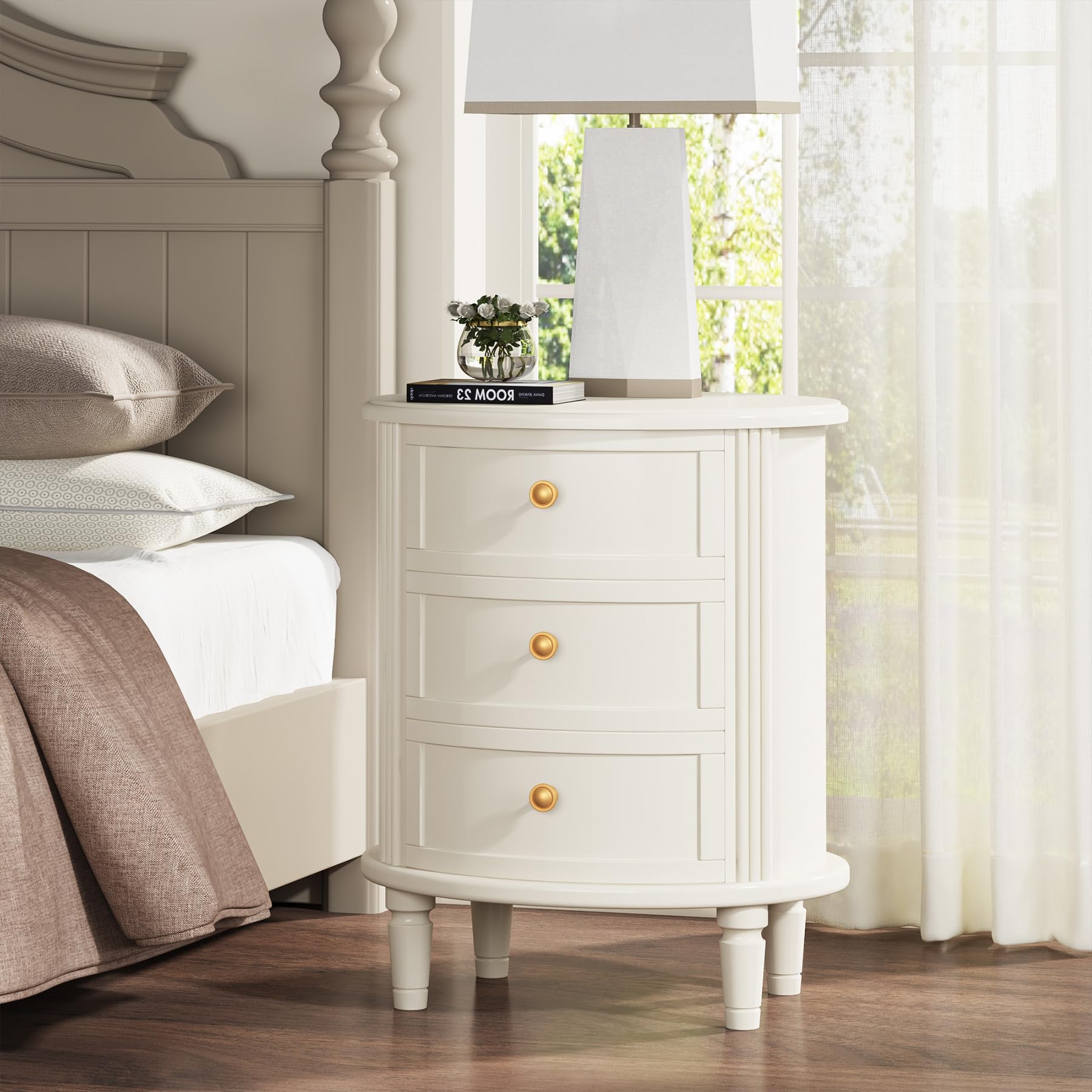 Nightstands Set 2, No Assembly Night Stand with 3 Drawers