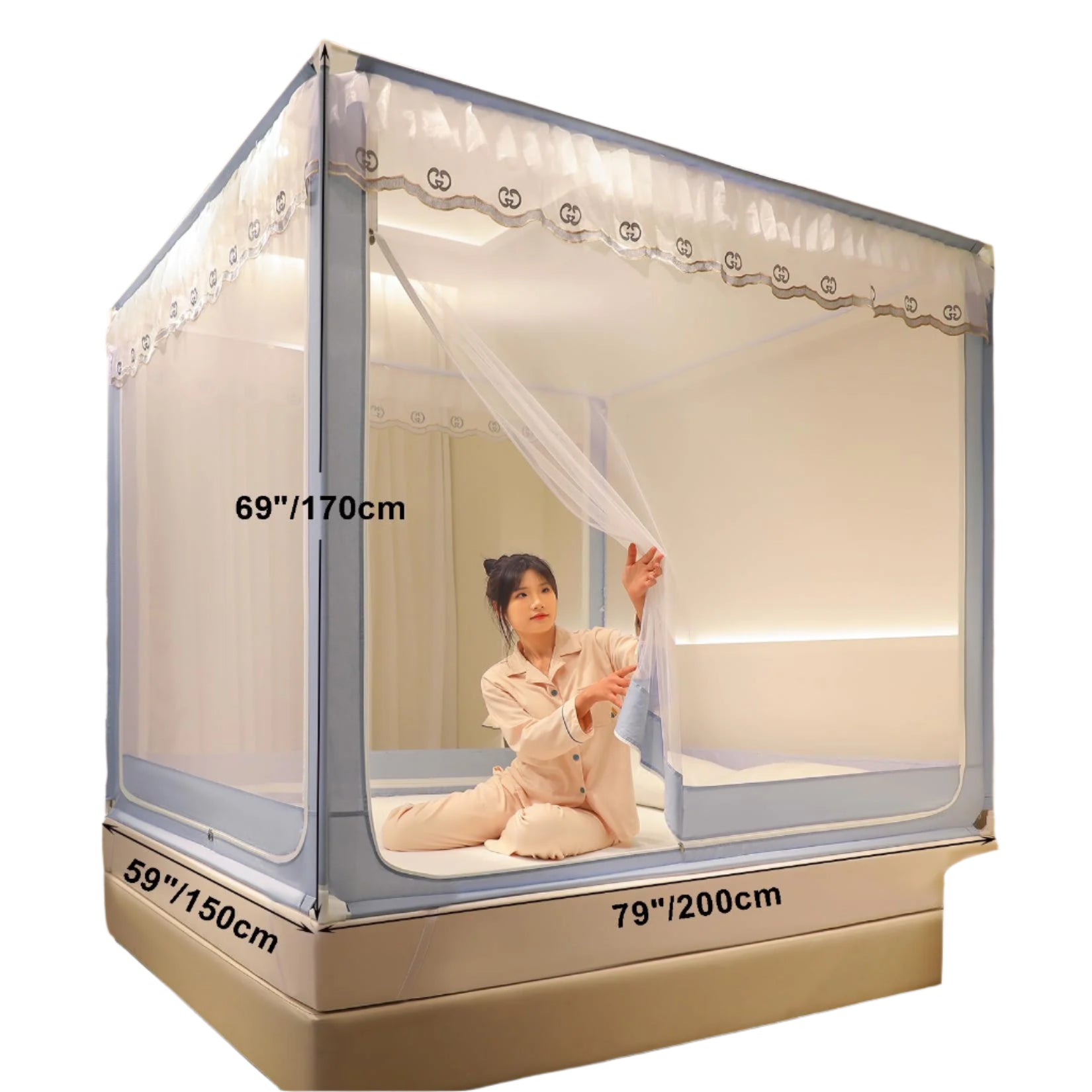 Mosquito Net Tent for Bed,Portable 4 Corner Post Princess Canopy Bed