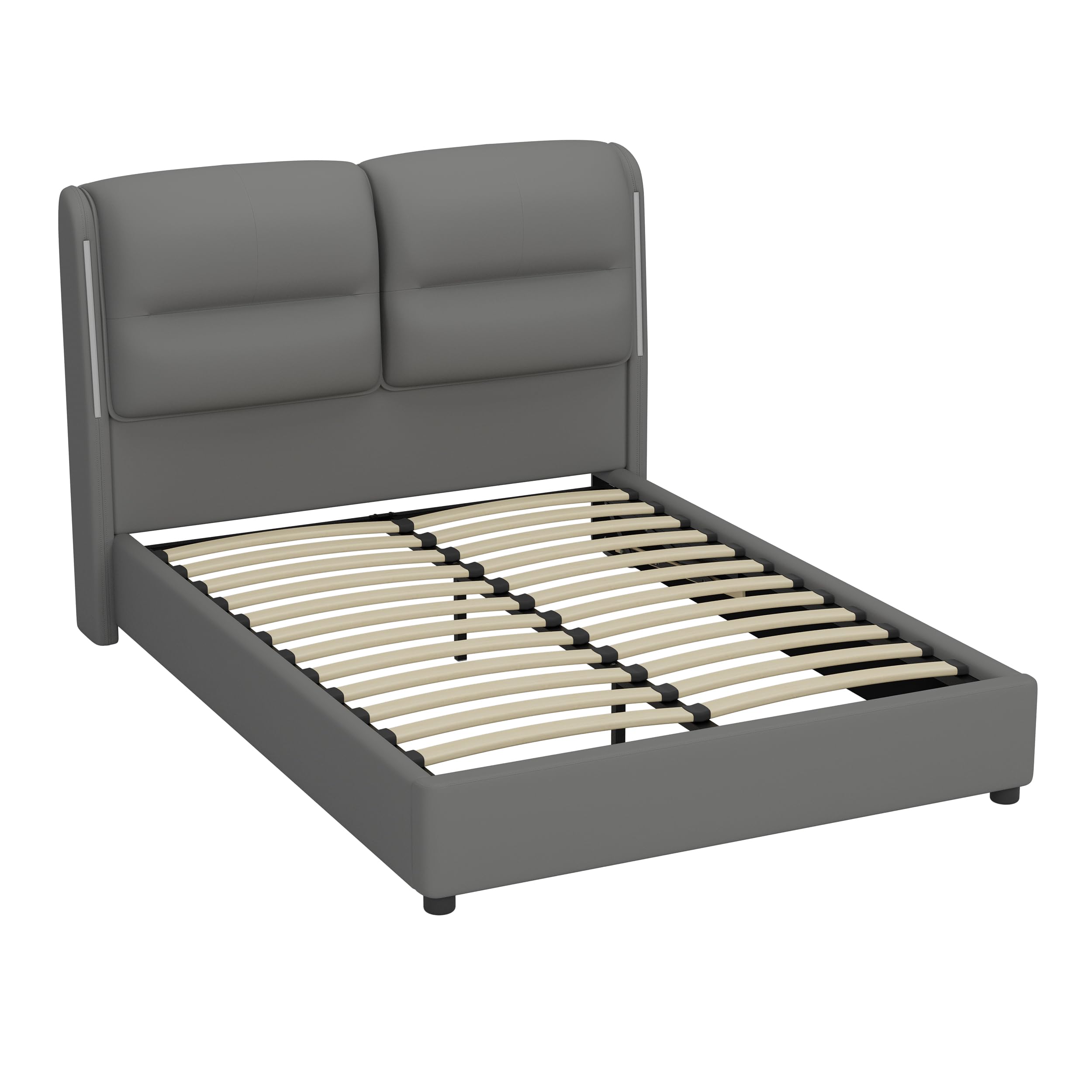 Upholstered Queen Size Hydraulic Platform Bed with Lift Up Storage and Sensor LED Lights