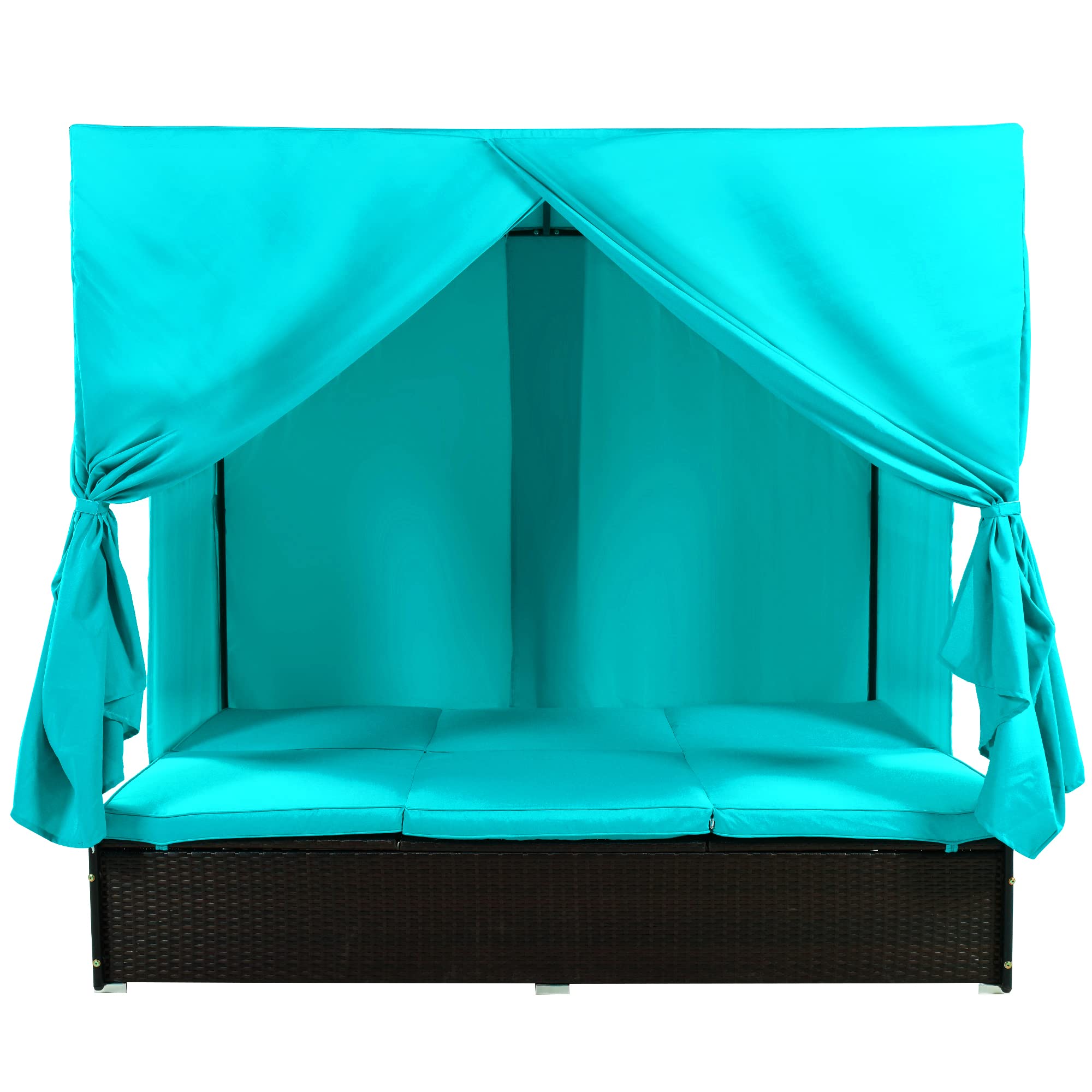 Outdoor Sunbed with Retractable Canopy Sun Lounger Daybed Patio Furniture
