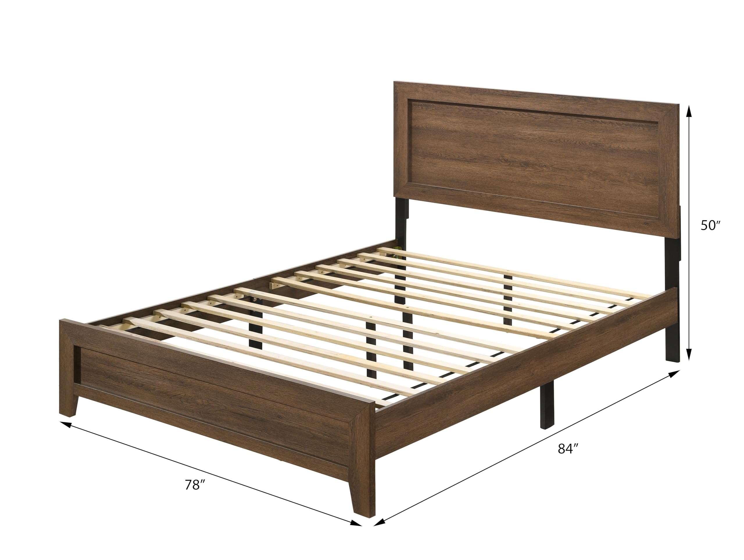 Oak Eastern King Panel Bed with Slat