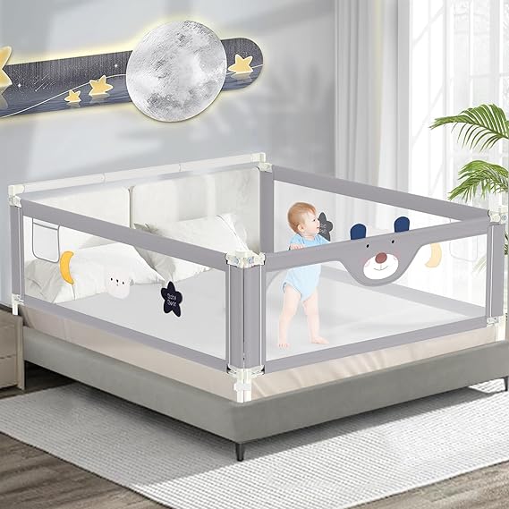 3-Piece Bed Rail for Toddlers with Headboard Rod