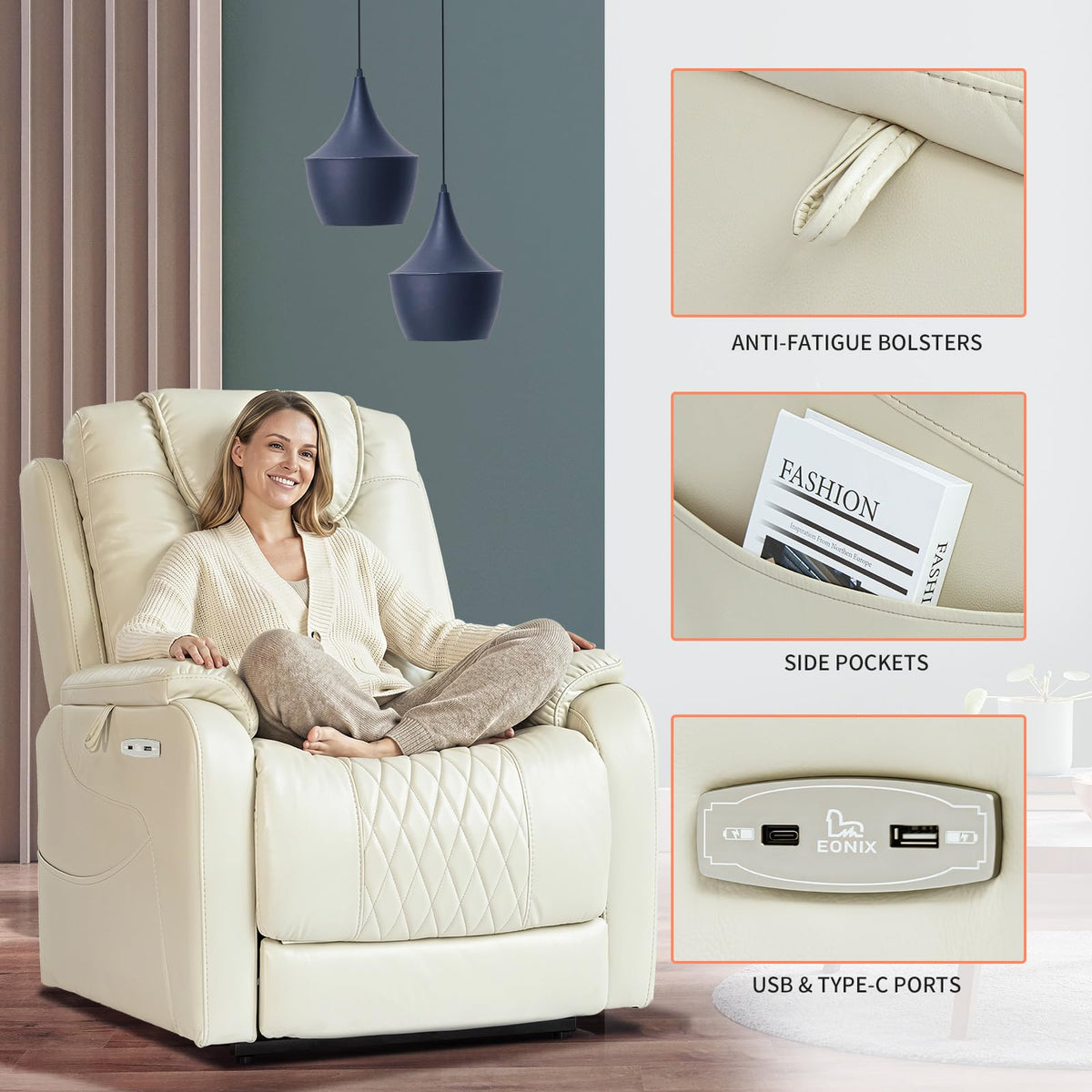 Triple-Motor Power Lift Recliner with Massage & Heat