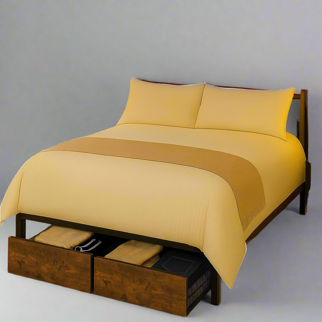 Platform Bed Frame with LED Lights and Charging Station