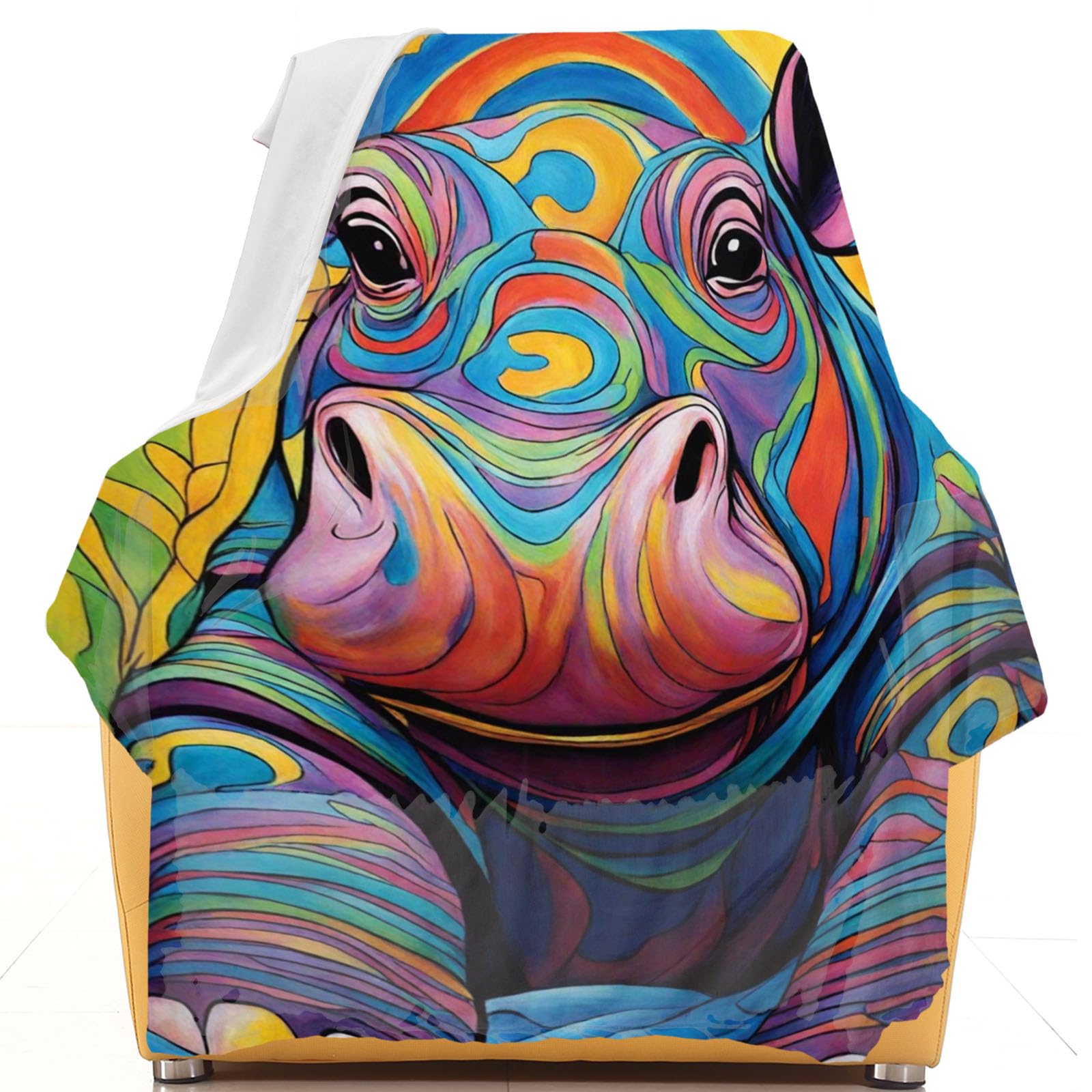 Hippo Cooling Blanket Cute Hippopotamus Gifts Breathable Thin Blankets for Hot Sleepers