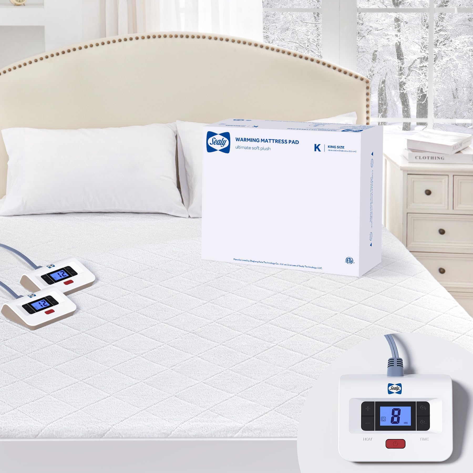 Mattress Pad King Size with Plush Top, Coral Fleece Electric Bed Warmer