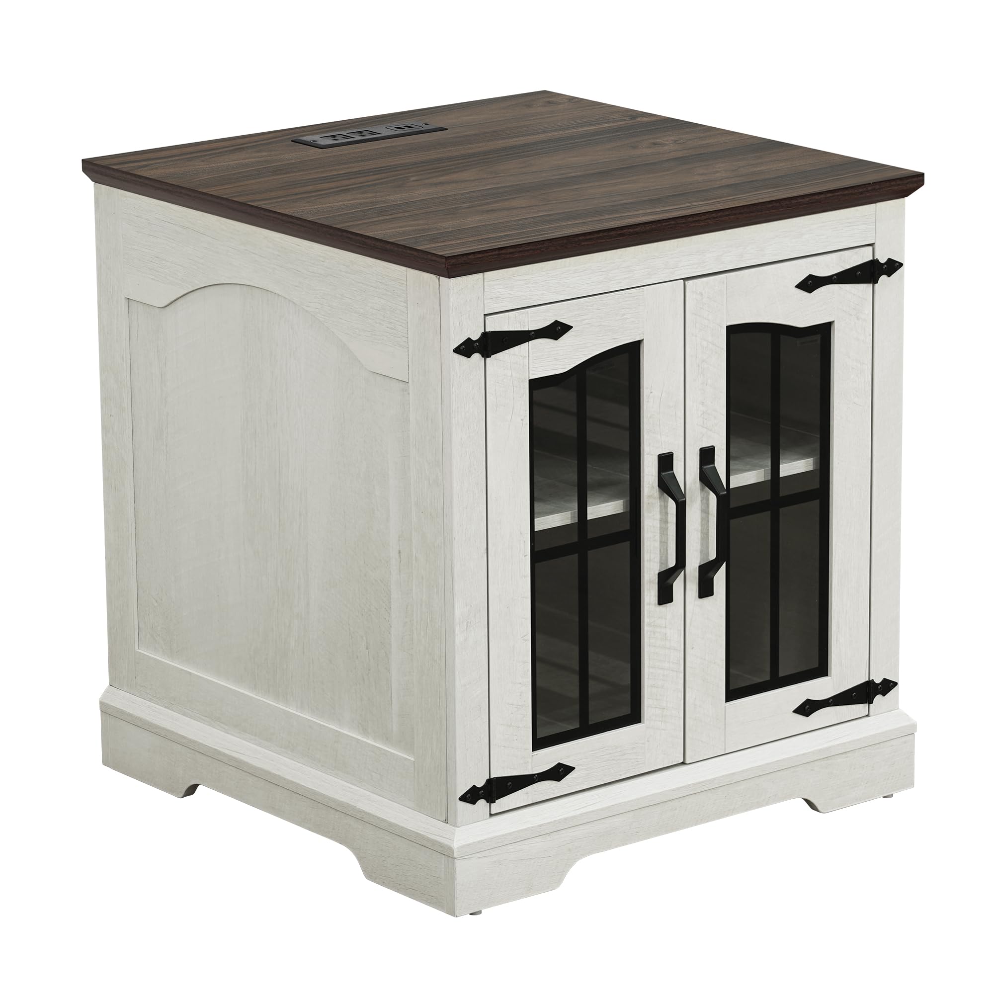 Charging Station, 23.6" Large Farmhouse Square Nightstand