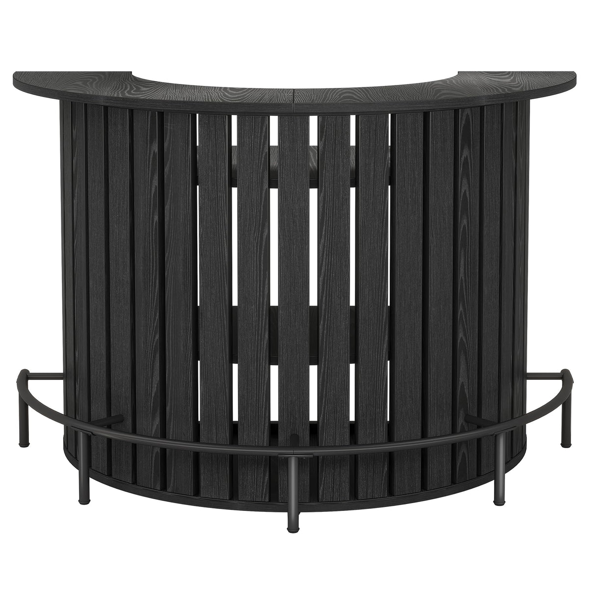 Arc-Shaped Bar Table with 4-Tier Shelf & Footrest