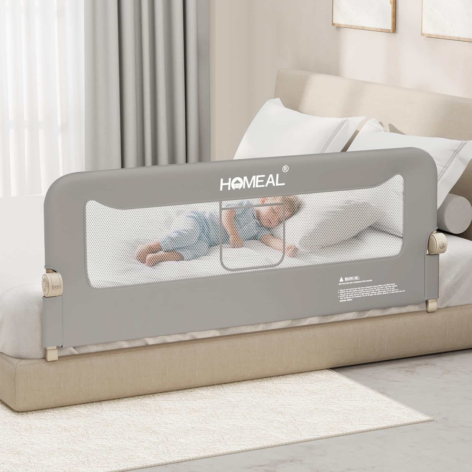 Bed Rail for Toddlers - 59"x24" Foldable Toddler Bed Rails for King, Queen