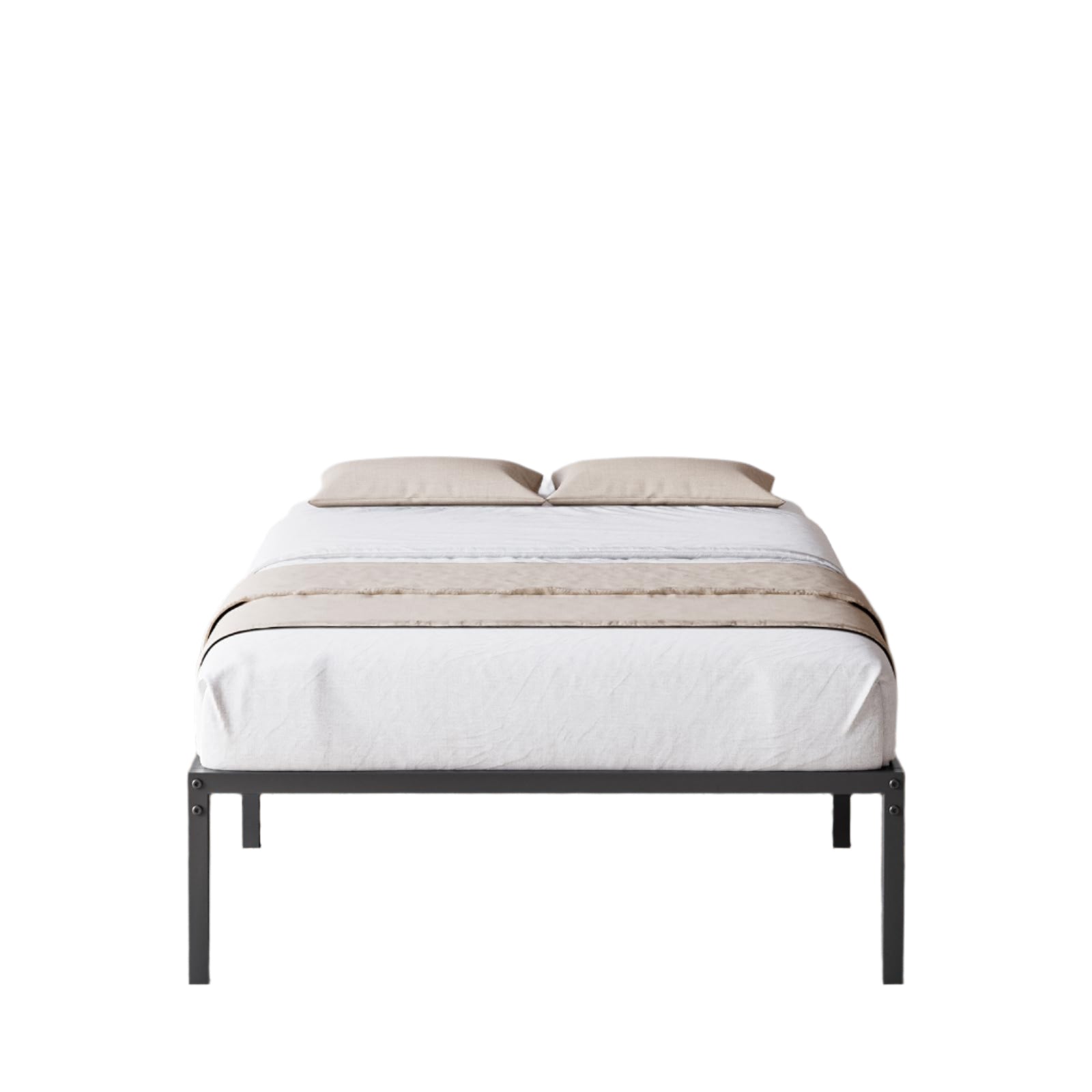 14" Twin Size Bed Frame, Metal Bed Frame with Steel Slat Support