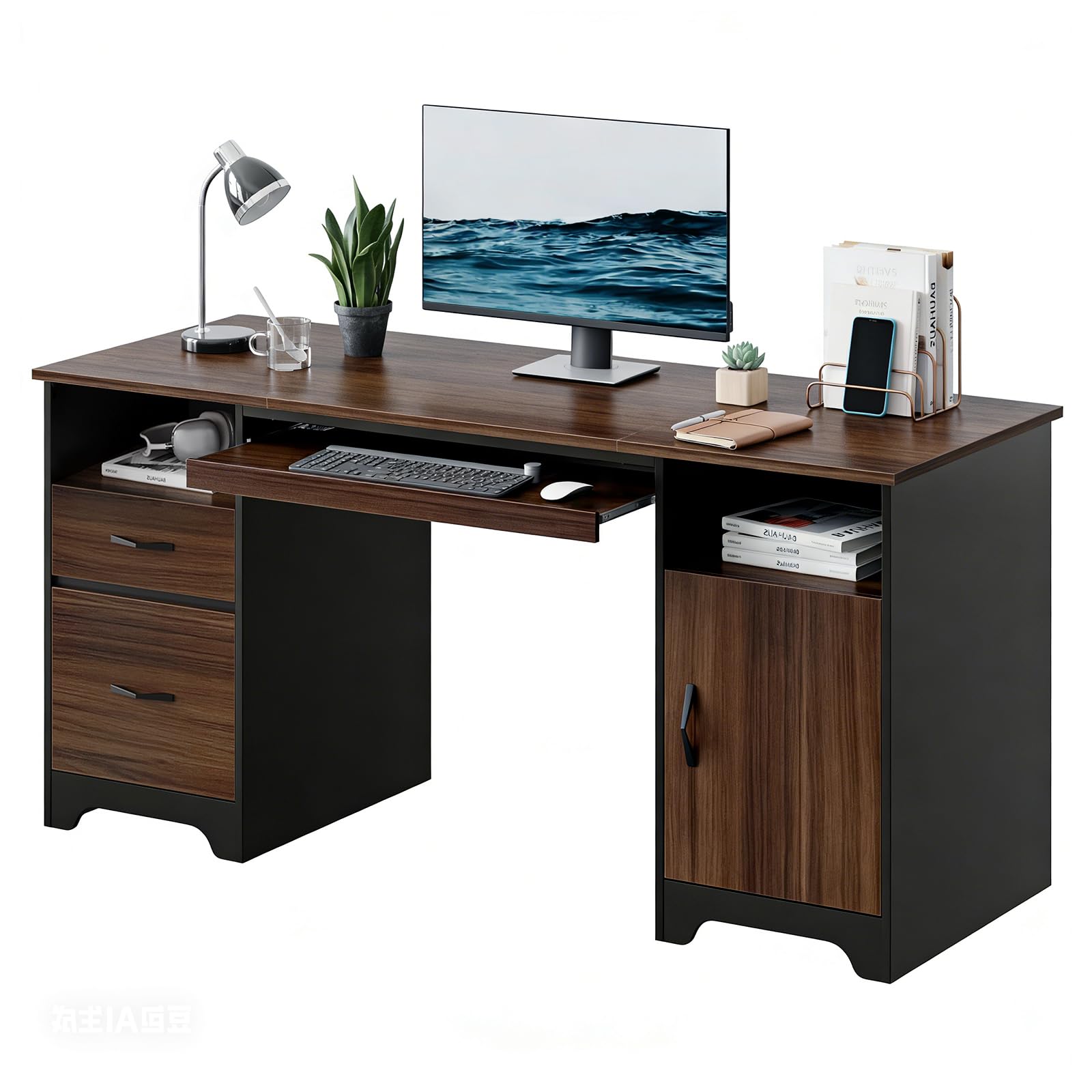 59" Executive Desk with File Drawer & Storage
