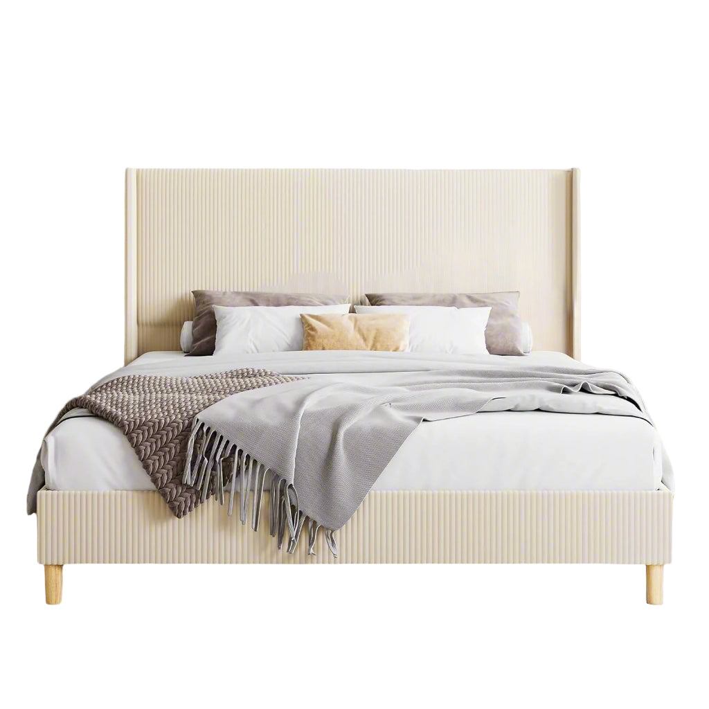 Full Size Bed Frame, Upholstered Platform Velvet Bed Frame
