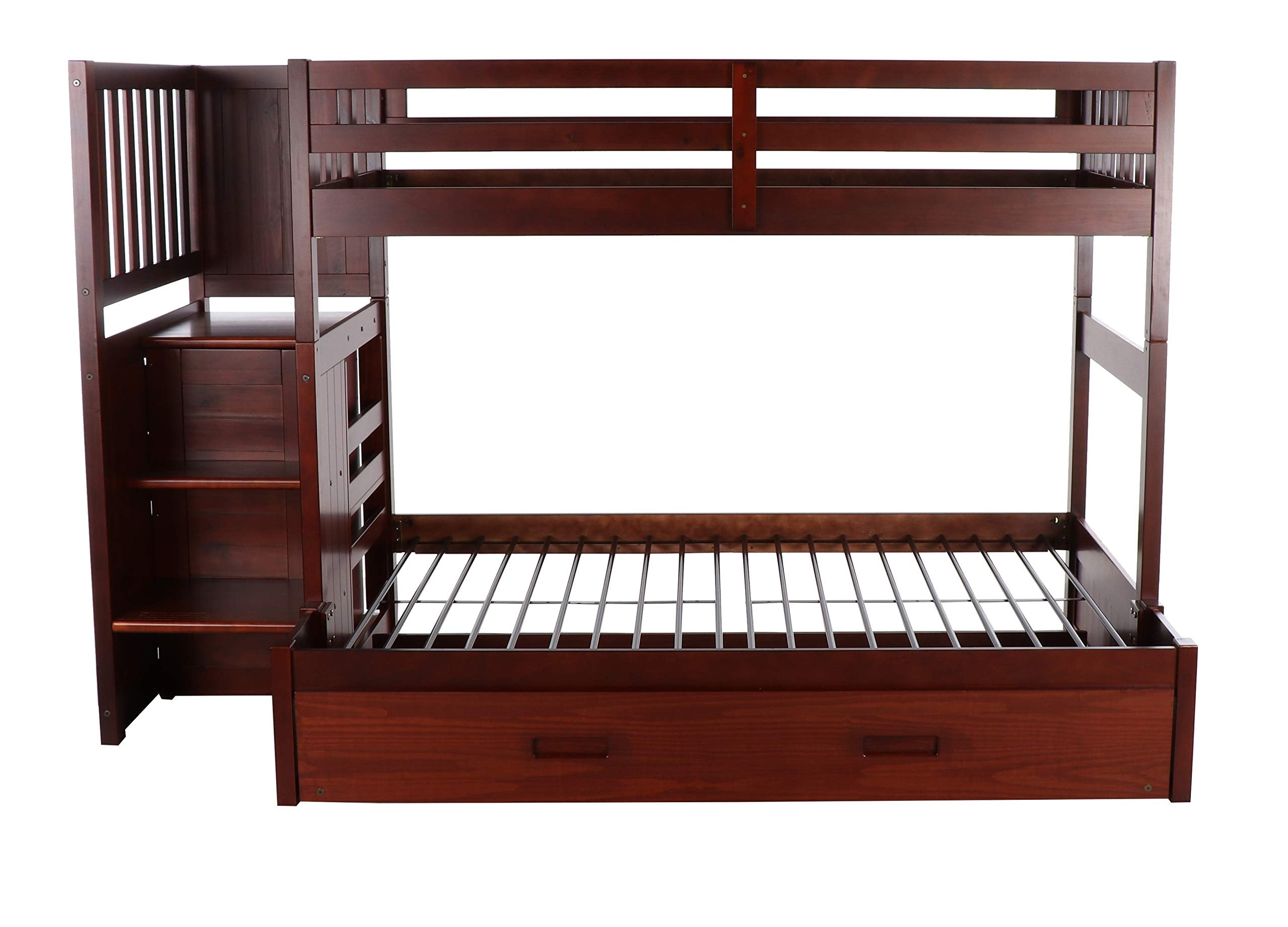 World Furniture Mission Twin Over Full Staircase Bunk Bed