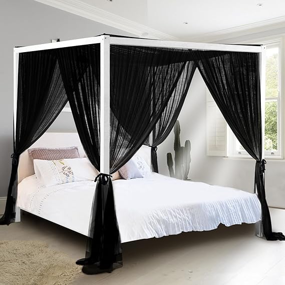 Bed Canopy for Girls with Glowing Stars, Princess Canopy Bed Curtains for Kids