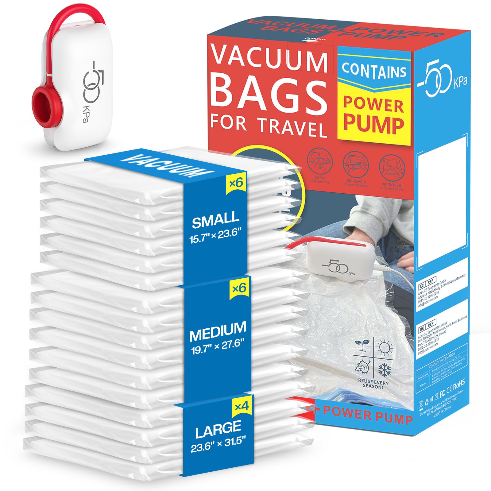 Storage Bags for Travel, 16 Pack Vacuum Seal Bags for Clothing Travel