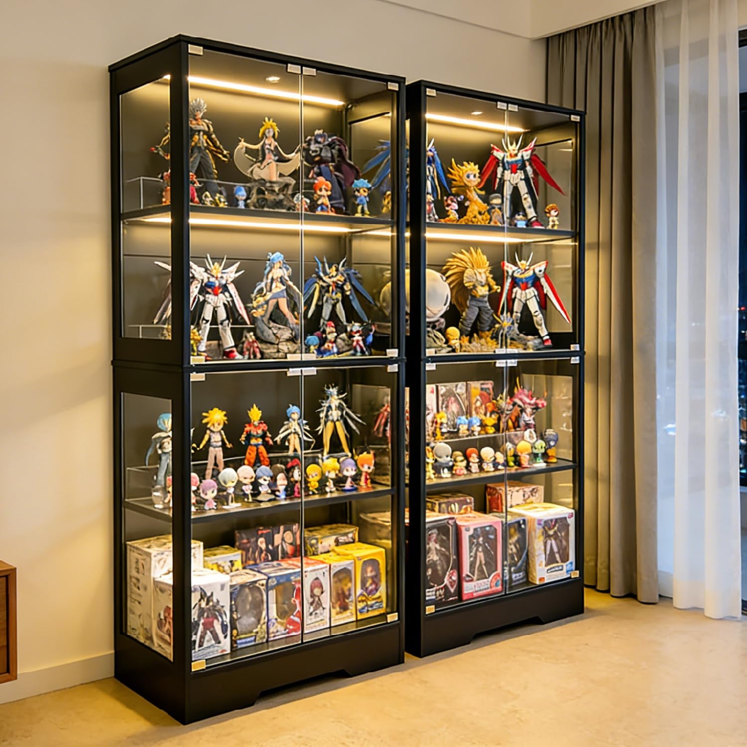 Glass Display Cabinet with LED Lights & Human Body Sensor