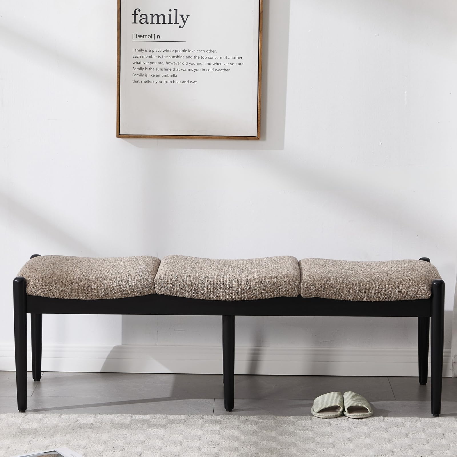 54.25" Modern Ottoman Benchs Set of 2 Upholstered Linen Bedroom