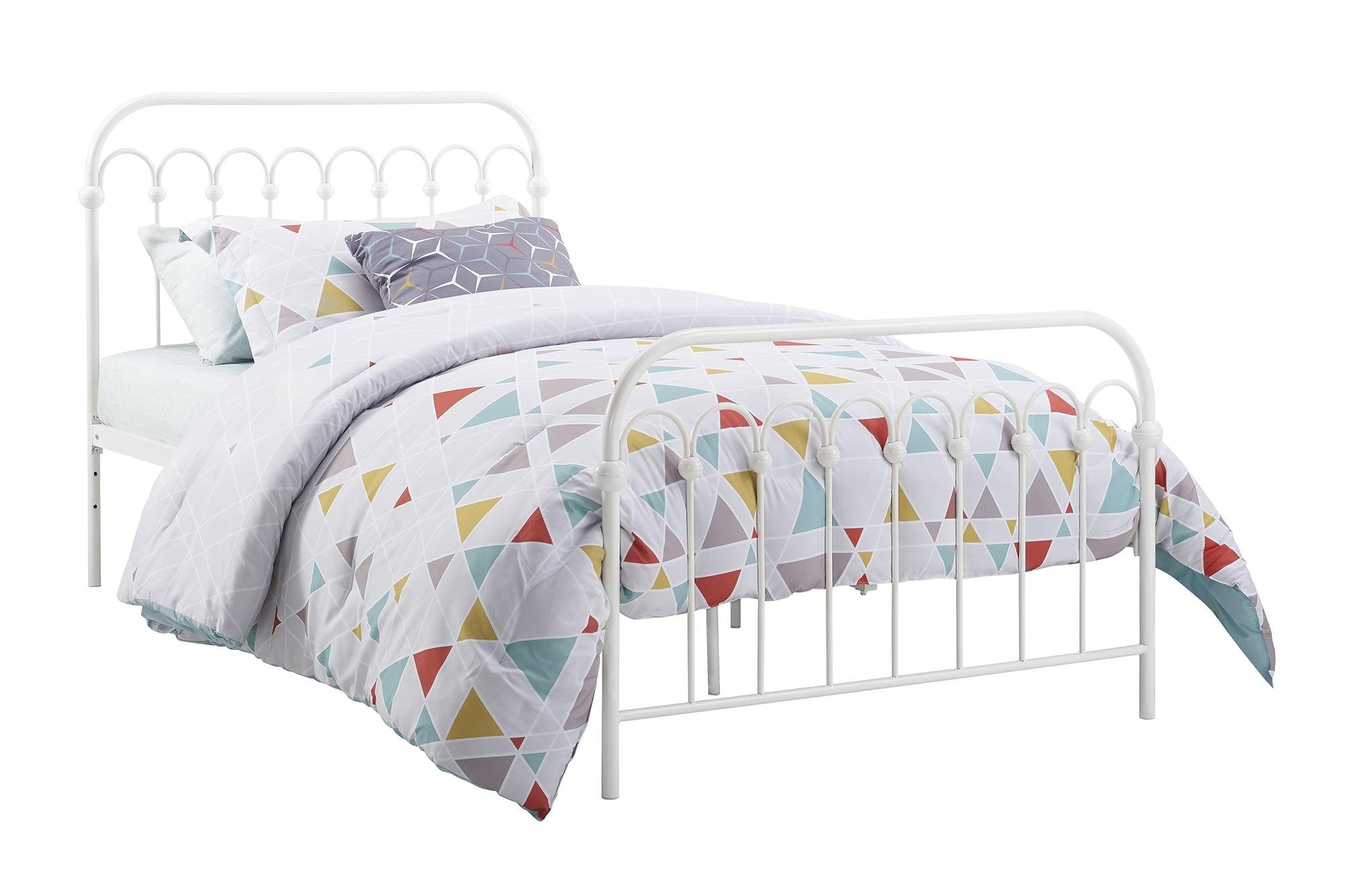 Bright Pop Metal Twin Bed Frame with Headboard, Adjustable Height