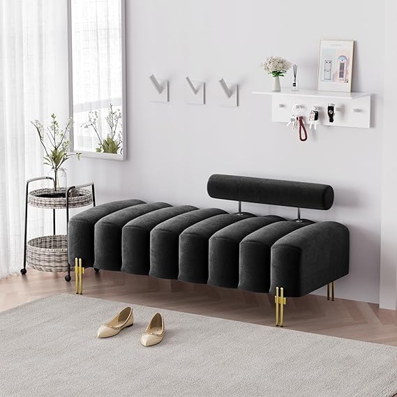 Upholstered Bedroom Bench Ottoman with Adjustable Backrest