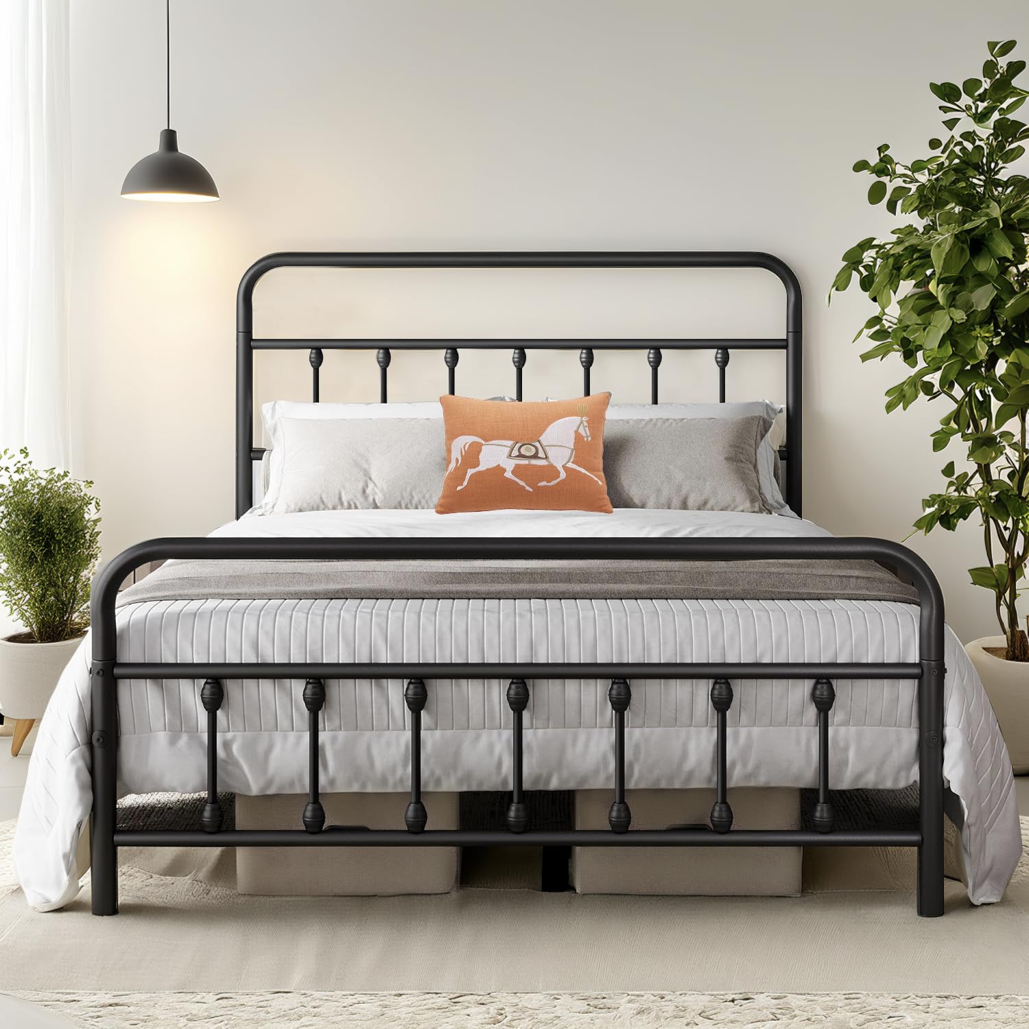 Queen Bed Frame-Classic Metal Platform Bed Frame Mattress