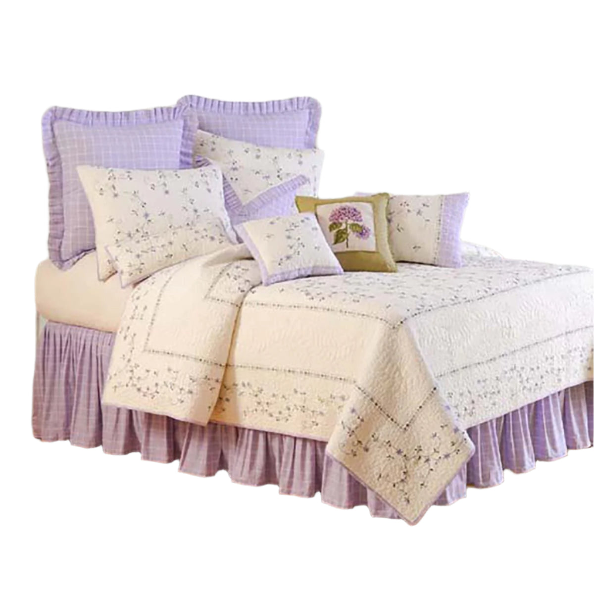 Lavender Plaid King Bed Skirt King Size Purple
