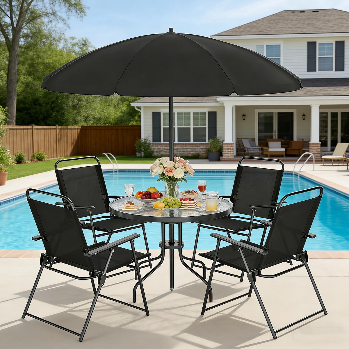 6-Piece Outdoor Patio Dining Set with Umbrella