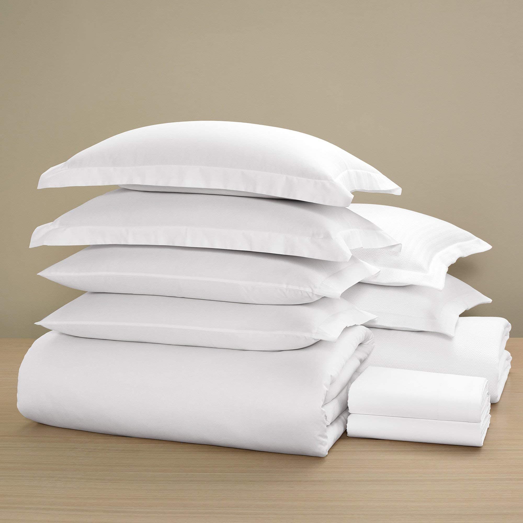 Sateen H Bed Bundle (Queen) - Luxury All-White Bedding Bundle/Includes Pillowcases