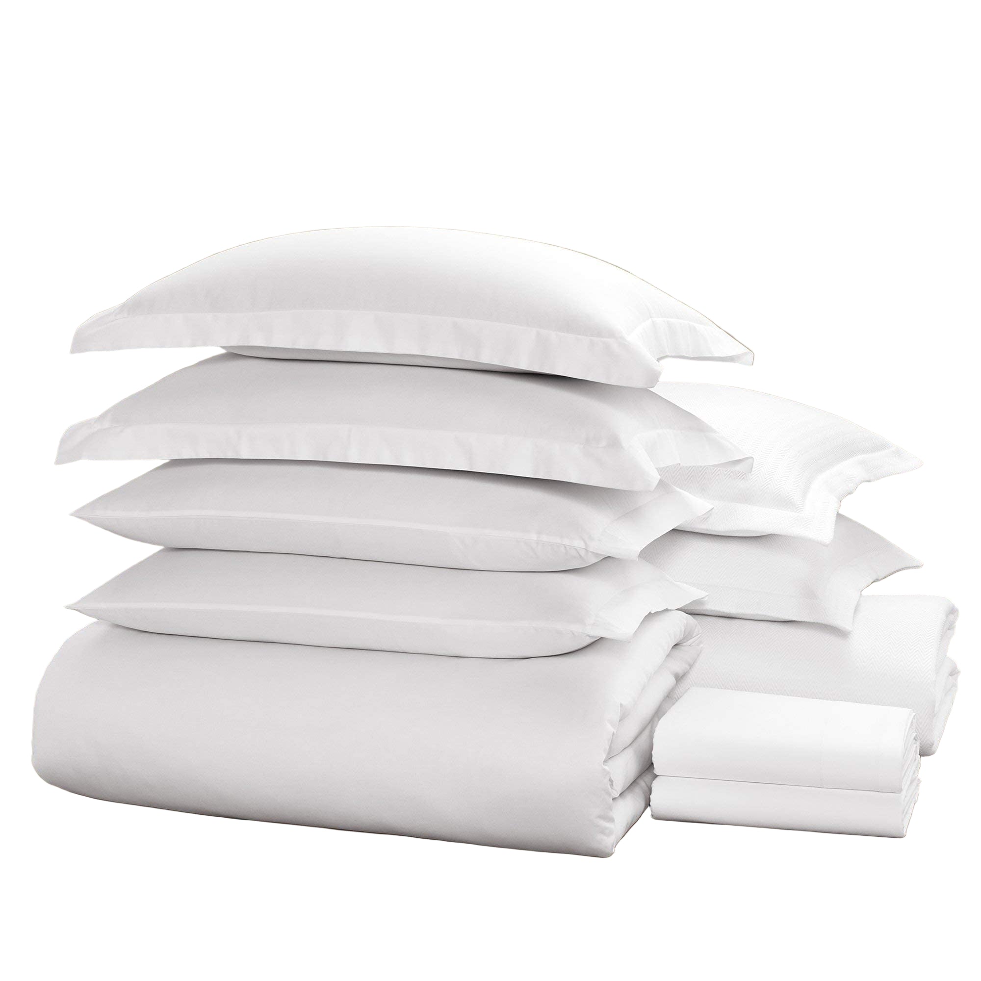 Sateen H Bed Bundle (King) - Luxury All-White Bedding Bundle/Includes Pillowcases
