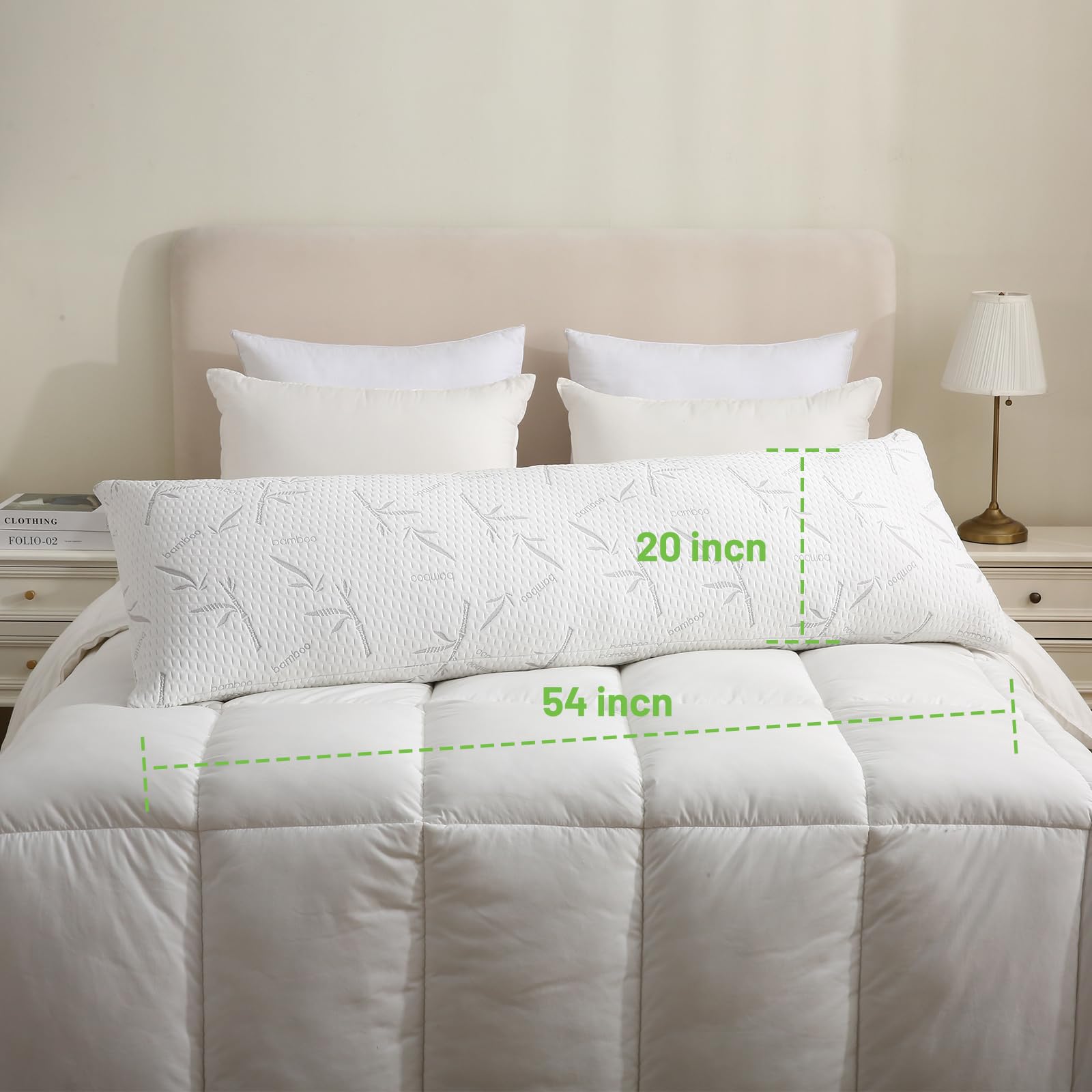 Body Pillow for Adults, Memory Foam Long Pillow for Side Sleeper