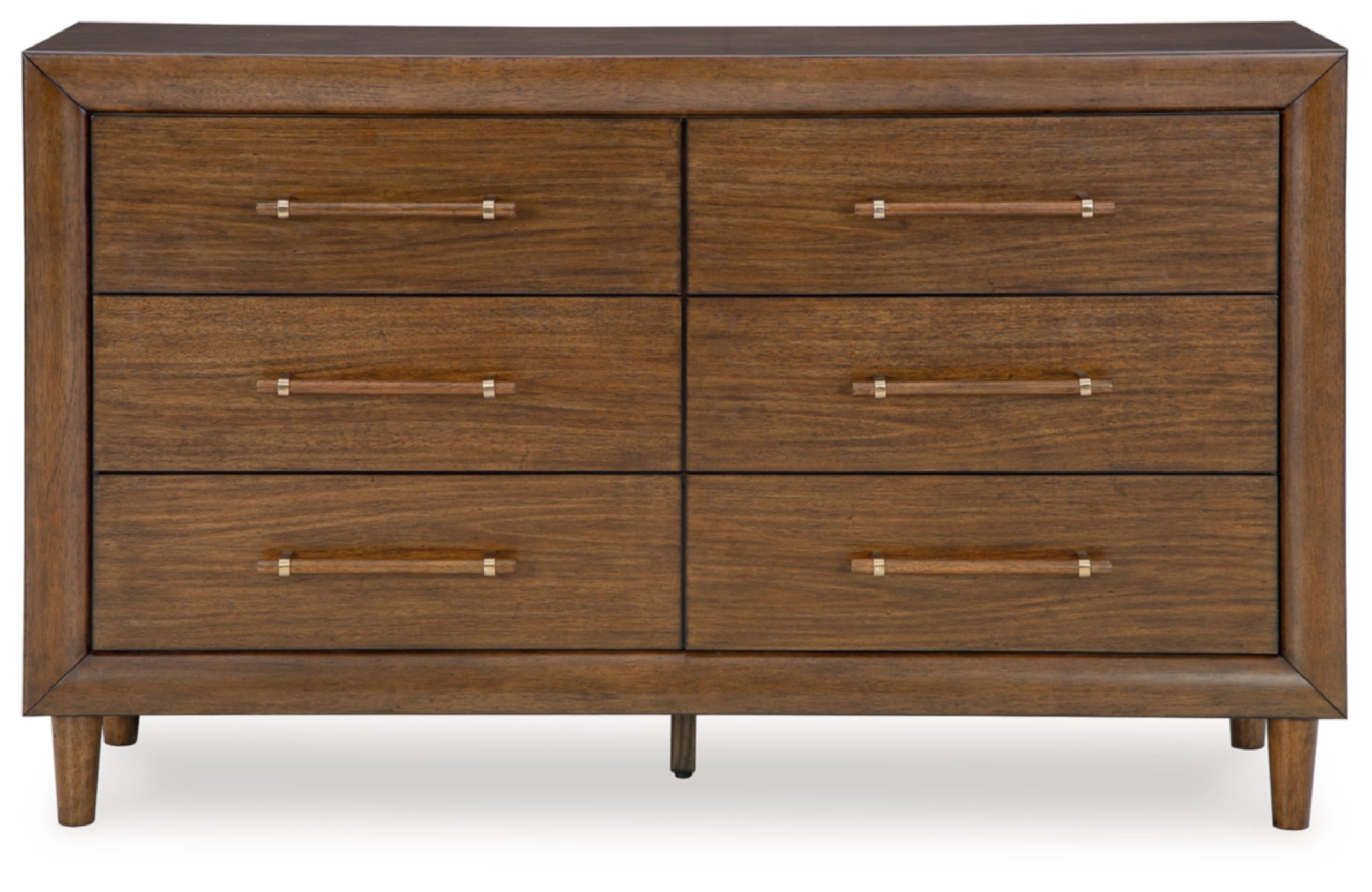 Lyncott Mid-Century Modern 6-Drawer Dresser with Safety Stop and Felt Lined Top Drawers