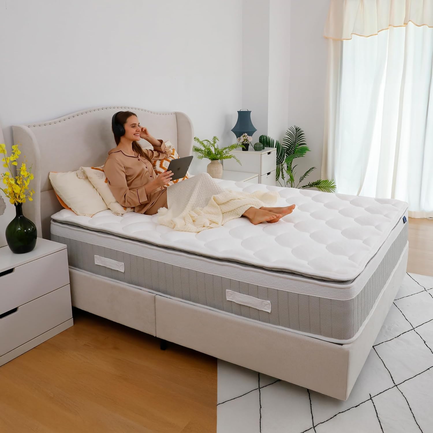 12 inch Pillow Top Twin Mattress in a Box, Medium Firm Memory Foam Hybrid Mattress