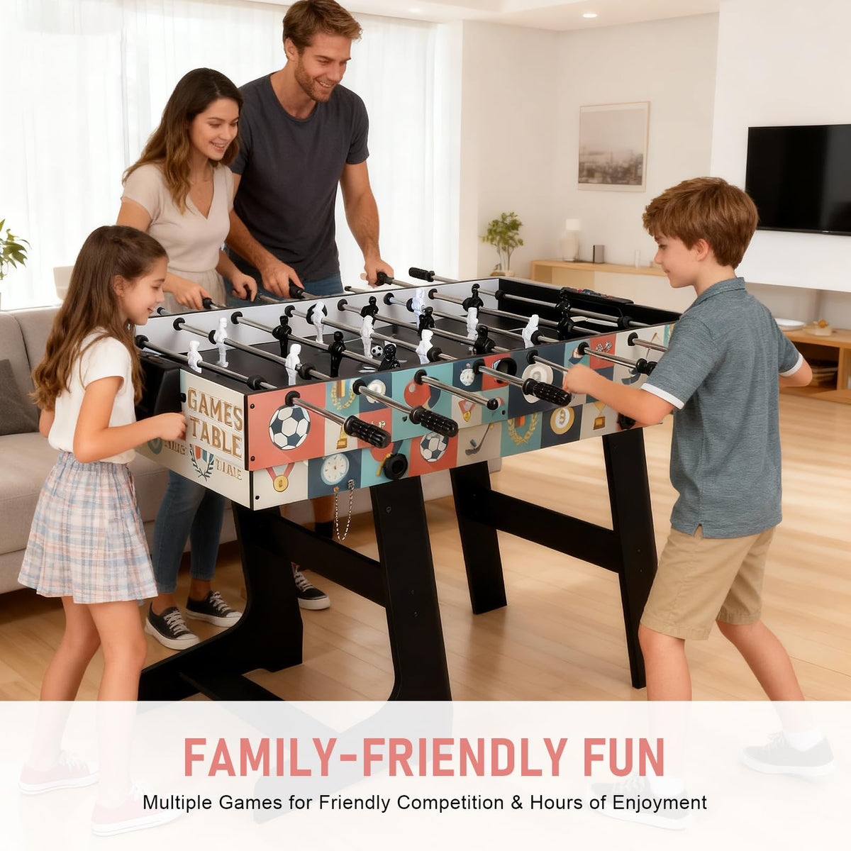 48" Folding 4-in-1 Combo Game Table – Foosball, Pool, Air Hockey & Ping Pong