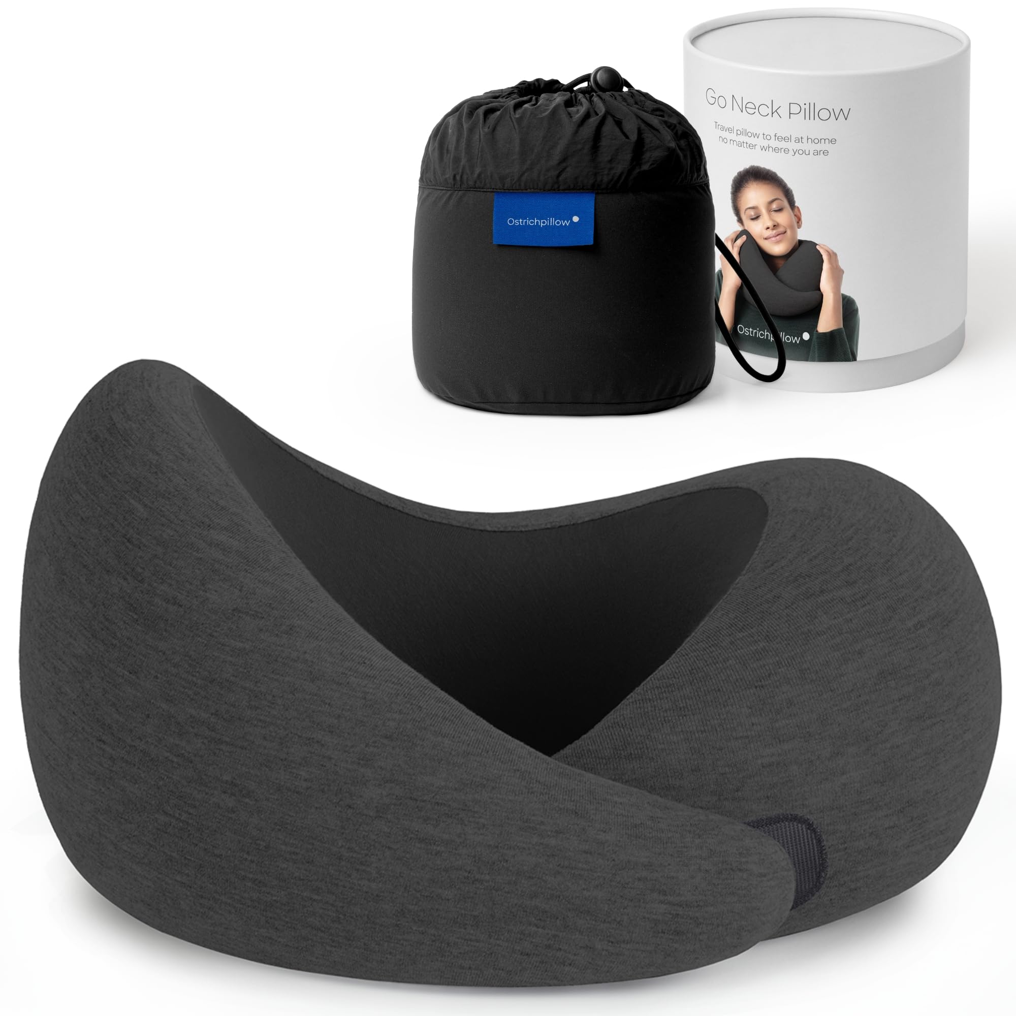 Ostrichpillow Go Neck Pillow, Travel Pillows for Airplanes, Premium Memory Foam