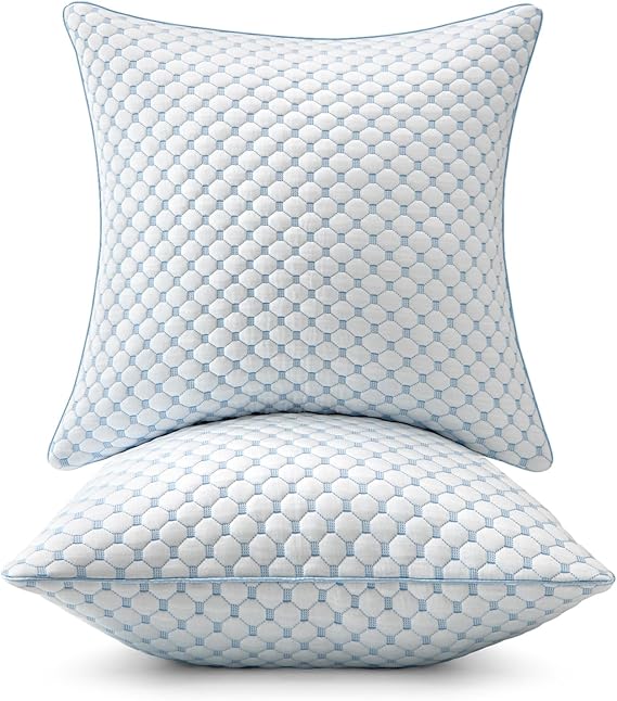 Queen Size Bed Pillows, Memory Foam Cooling Set of 2 Decorative Throw Pillows