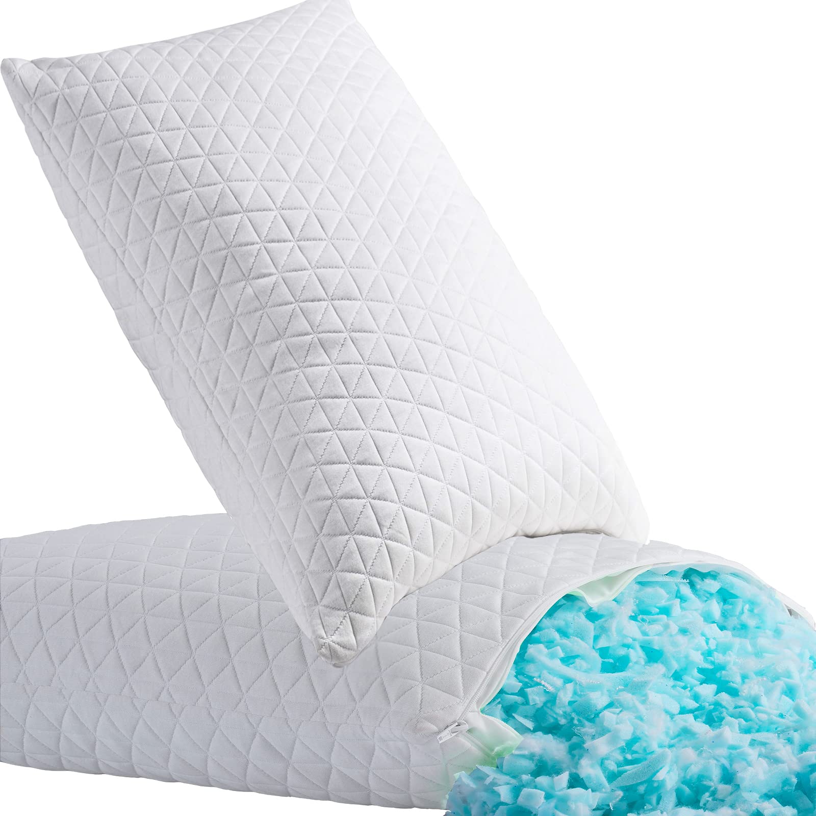 Shredded Memory Foam Pillows for Sleeping,Bed Pillows King Size Set of 2