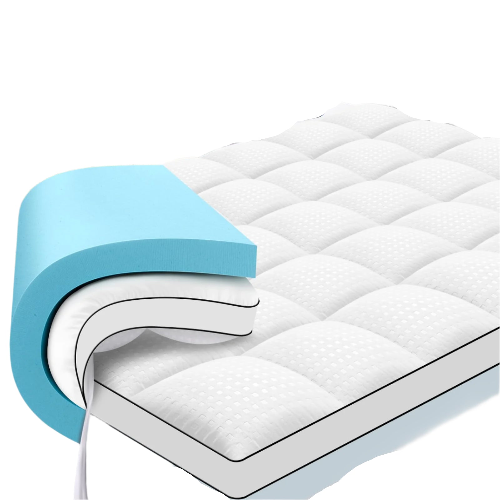 Size Dual Layer 4 Inch Memory Foam Mattress Topper, 2 Inch Gel Memory Foam and 2