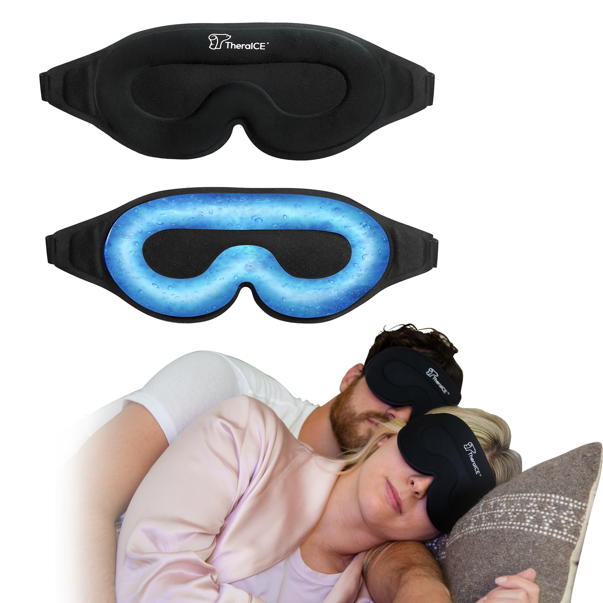 Sleep Mask + Cooling Gel Relief - Sleep Eye Mask Blackout Blindfold Cold