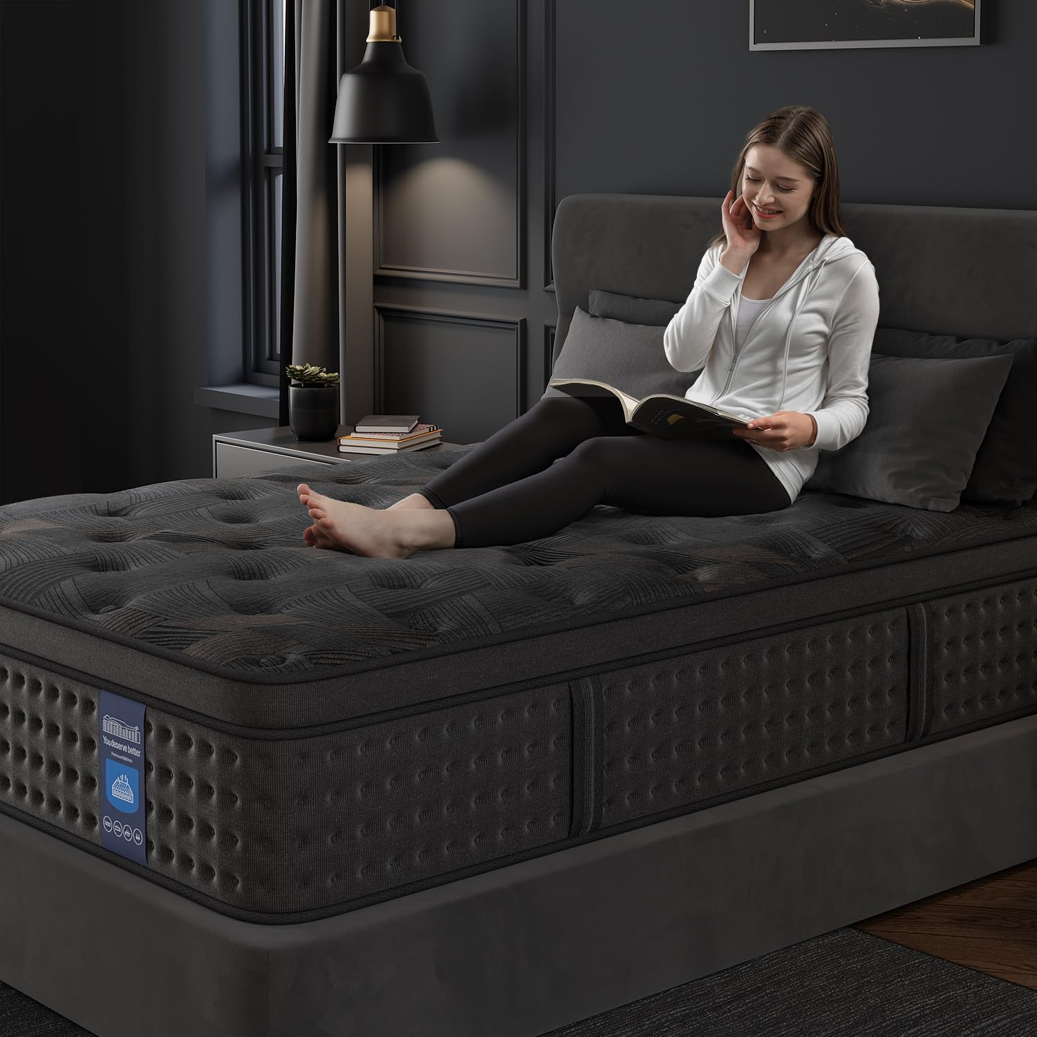 King Mattress,14 Inch Hybrid King Size Mattress in a Box and Individual Pocket Springs