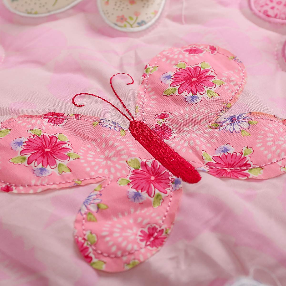 3 PCs Embroidery Butterfly Nursery Crib Bedding Set Quilt Fitted Sheet Baby Girl Butterfly Themed Cot Bedding Set